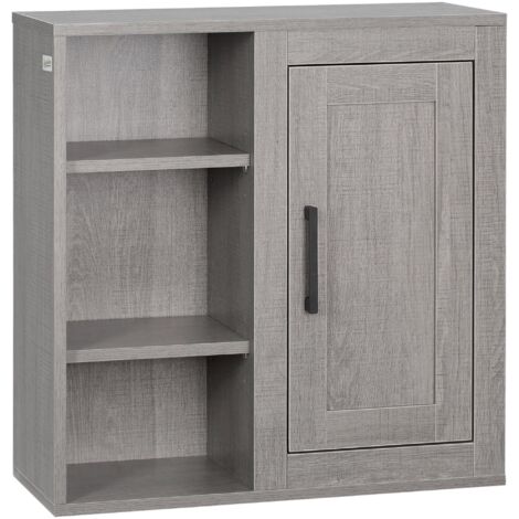 Meuble Mural Meuble de Rangement Suspendu Armoire Murale pour Salle de Bains Placard de Rangement Armoire de Toilette avec étagères et Une Porte - 48 x 20 x 50 cm - Gris (1/5)