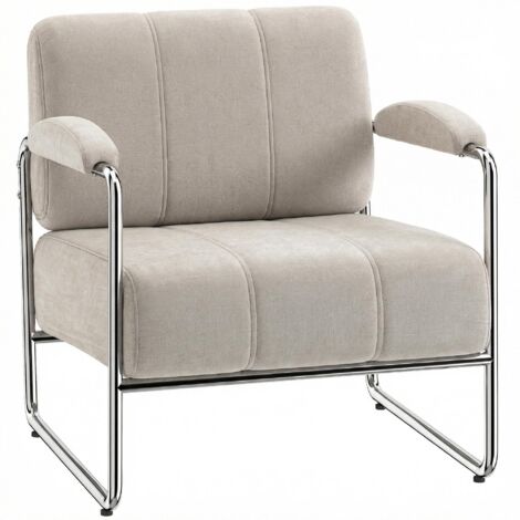 Fauteuils et chaises de chambre en chenille douce, adaptés à une utilisation intérieure et extérieure, beige. (1/5)