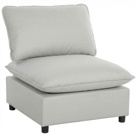 Fauteuil d'appoint, fauteuil moderne en similicuir avec assise large et profonde, rembourrage épais, montage facile, gris (1/5)