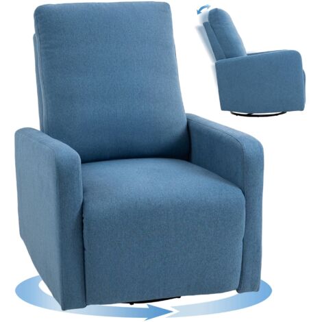 Fauteuil relax inclinable manuellement jusqu'à 135°, pivotant à 360° avec fonction bascule, bleu (1/5)