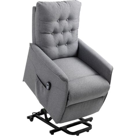 Fauteuil de Relaxation électrique Fauteuil releveur inclinable avec Repose-Pied Ajustable Lin Gris (1/5)