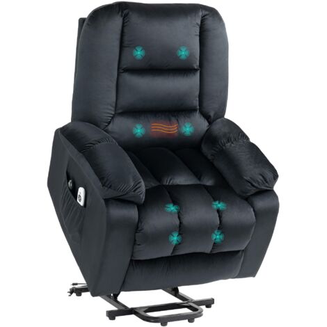 Fauteuil releveur électrique fauteuil de relaxation inclinable 8 points de massage vibrants 85 x 94 x 107 cm noir (1/5)