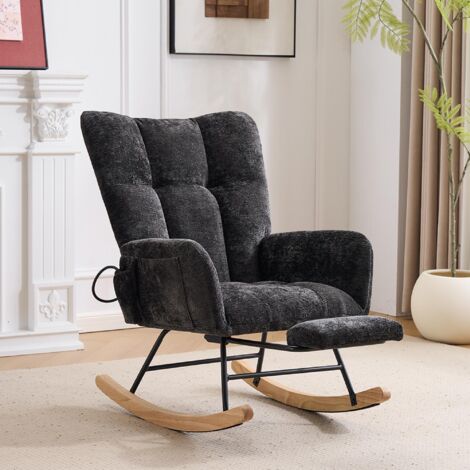 Fauteuil à bascule pour chambre d'enfant avec airbag, fauteuil de lecture à bascule confortable pour chambre d'enfant, fauteuils à bascule rembourrés confortables avec dossier haut pour salon (chenill (1/5)