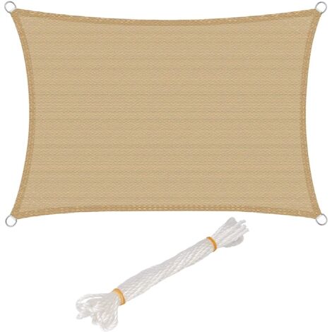 Woltu – Voile d'ombrage rectangulaire 3x4m en HDPE – Protection UV 50+ – Résistant aux déchirures – Fixation avec 4 cordons de 1.5m