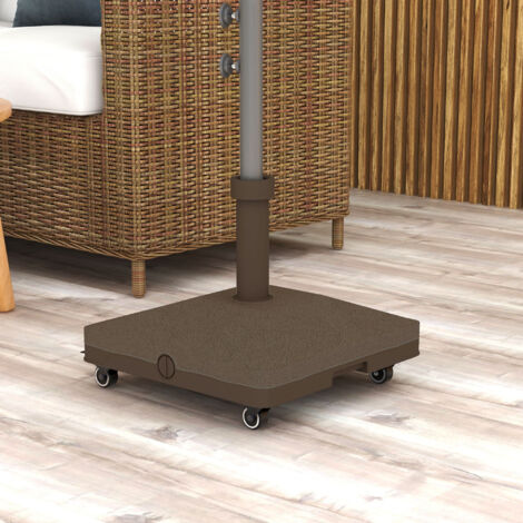 Pied de parasol base de lestage parasol carré 4 roulettes dim. 45L x 45l x 39H cm HDPE marron