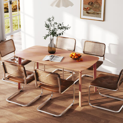 Table à manger rectangulaire pour 6 personnes table de cuisine 150 cm en bois massif 150 x 80 x 76 cm bois naturel