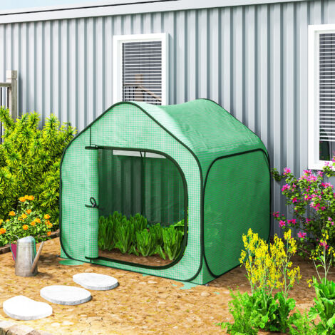 Mini Serre Pop-Up 1,5m² – Porte Zippée, PE, Pour Légumes Plantes Fleurs, Vert