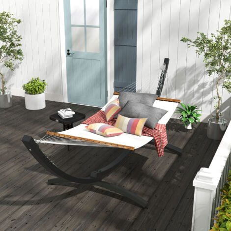 Support Pied de hamac Structure Robuste métal époxy. longueur 360 cm pour hamacs de 270 à 330 cm. gris