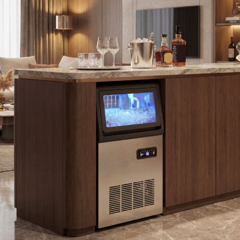 Machine à glaçons commerciale 36 kg/24h. acier inoxydable. ice maker. capacité 7.5 kg. 36 cubes par 10 minutes.