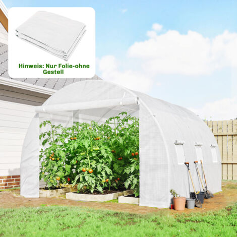 Film de protection pour serre 3 x 3 m. film polyéthylène imperméable avec porte enroulable. 6 fenêtres. protection UV. blanc