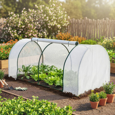 Serre de jardin mini serre serre à tomates 2 x 1 x 0.8 m porte zippée bâche PE acier blanc