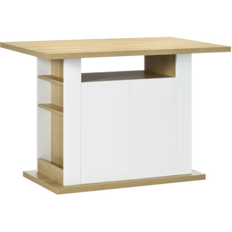 Ilot central cuisine table avec grand plan de travail 4 personnes - dim. 110L x 70l x 75,5H cm