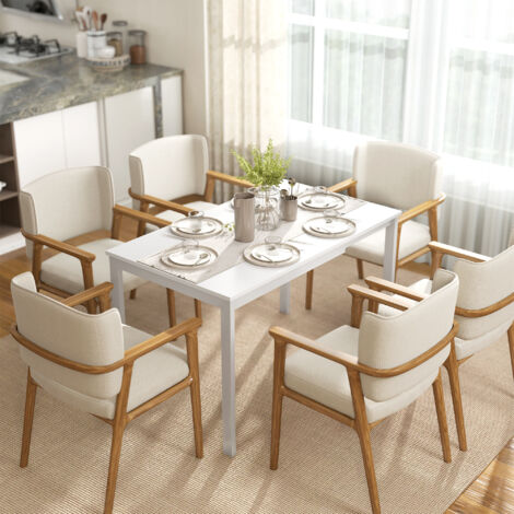 Table à manger extensible 80-120 cm pour 4 à 6 personnes, table de cuisine avec extension coulissante, blanc