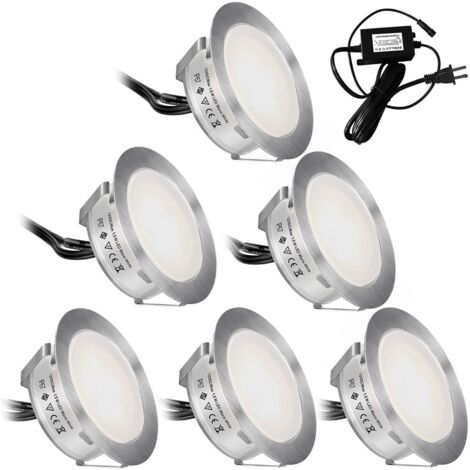 Highsam – Lot de 6 spots encastrables IP67 12V – Lumière blanche 10W – Pour extérieur et intérieur – Design élégant φ55mm