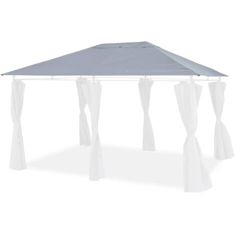 Toile de toit grise pour tonnelle 3x4m Divio - toile de rechange pergola. toile de remplacement