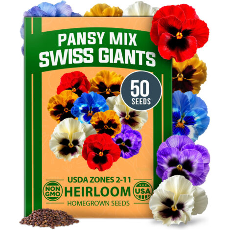 50 graines de pensées, pensées mélangées, graines de plantes ornementales pour jardin extérieur (1/5)