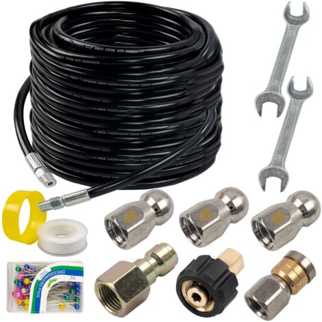 Kit de nettoyage de canalisations haute pression 10 m, raccord NPT 1/4 pouce, tuyau de nettoyage, pression 2000 PSI (1/5)