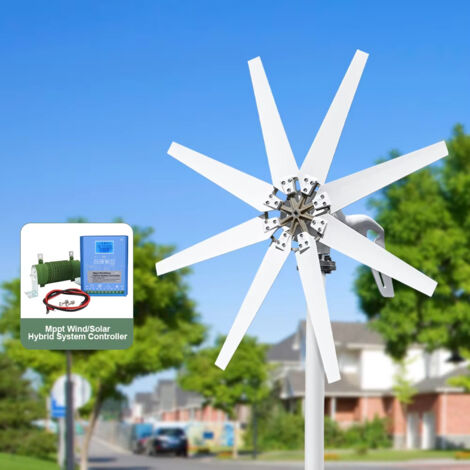 Kit éolienne domestique  Générateur éolien 48 V IP66, idéal pour l'éclairage public, contrôleur MPPT, écran LCD pour contrôle hybride