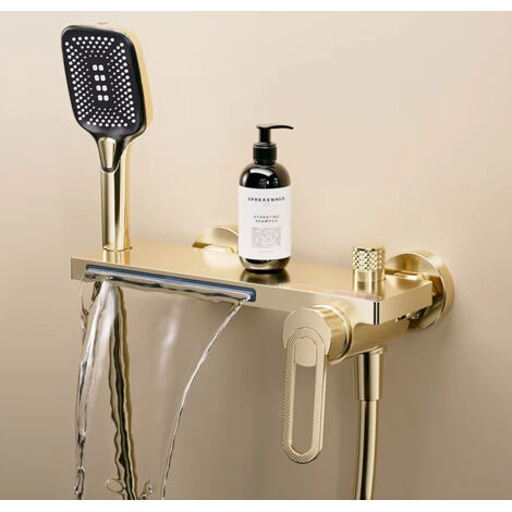 Robinet de baignoire style cascade, robinet de douche minimaliste haute pression et haut débit pour baignoire et salle de bain (1/5)