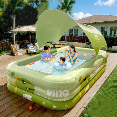 Piscine gonflable familiale en PVC pour enfants/bébés, baignoire extérieure avec auvent, 2,1 mètres de long, épaisse et pliable.