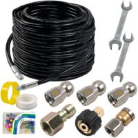 Kit de nettoyage de canalisations haute pression 2000 PSI, tuyau de nettoyage de 15 m, raccord NPT 1/4 pouce