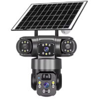 Amorly Caméra de surveillance solaire multi-angles - 4G - IP66, caméra d'extérieur sans fil avec vision nocturne et détection de mouvement