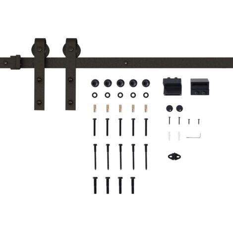 Fouortunate-Bee Kit de rails de guidage pour portes coulissantes, capacité de charge max. 100 kg, métal, noir, 2 m, noir (1/5)