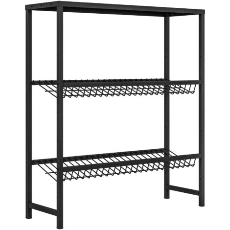 Fouortunate-Bee Porte-bouteilles sur pied, pouvant contenir 6 bouteilles, hauteur réglable, 3 étagères, base antidérapante, 103 x 33 x 113,5 cm, noir (1/5)