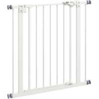 Fouortunate-Bee Barrière de sécurité, barrière de séparation, 74-80 cm, barrière de sécurité pour escaliers pour animaux de compagnie, barrière pour chiens, installation sans perçage, en métal, blanch
