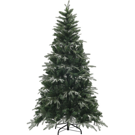 Sapin Noël artificiel 180 cm flocons neige cristal 850 branches ignifuges pliable réaliste charnières base acier maison bureau vert (1/5)