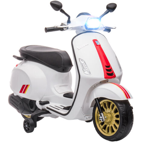 Moto électrique enfant 3-6 ans licence 12 V roues phares musique PP métal 107x47x73 cm blanche (1/5)