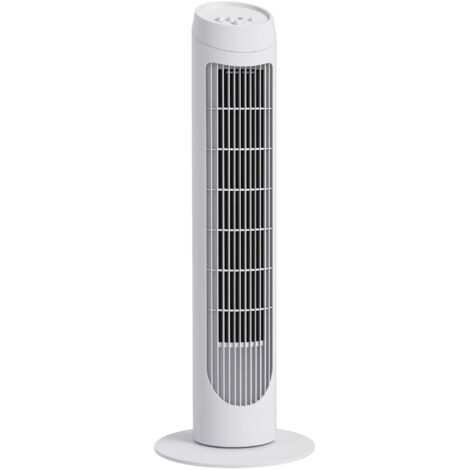 Ventilateur tour 45 W, vertical silencieux, 3 vitesses, oscillation 70°, pour salon, Ø27x75 cm, blanc (1/5)