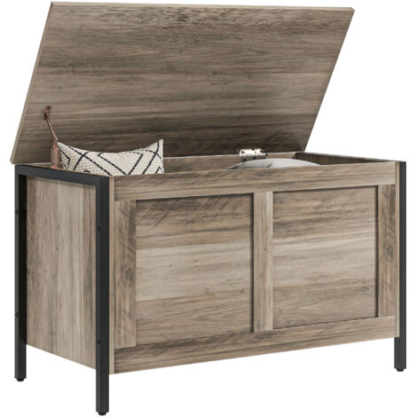 Coffre rangement chambre 95 L couvercle banc rangement charnière sécurité, 80x40x50 cm, gris (1/5)