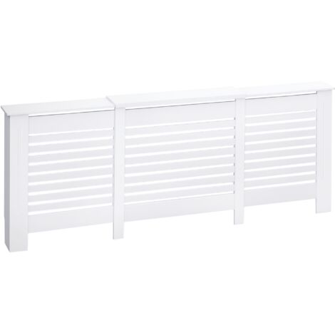 Cache-radiateur, largeur réglable, étagère supérieure MDF/bois, 140-202x19x82,5 cm, blanc