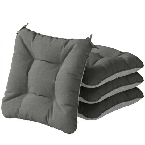Lot 4 coussins chaises jardin, liens antidérapants imperméables, base gris foncé, 39,5x39,5x10 cm (1/5)