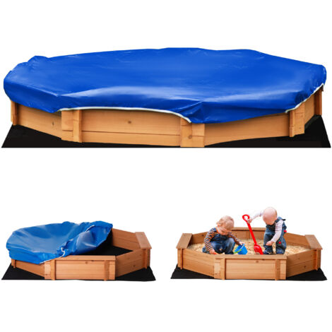 Bac sable bois enfants sièges housse 3-8 ans 139,5x139,5x21,5 cm (1/5)