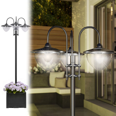 Lanterne solaire jardin 18 LEDs blanches froides 6000K IP44, terrasse, 60x55x189 cm, noir (1/5)