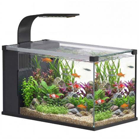 Aquarium verre trempé 24 L, filtre, lumière LED, pompe eau (1/5)