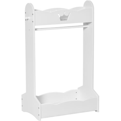 Porte-manteaux enfants étagères crochets latéraux mobilier chambre bois 70,5x37x103 cm blanc (1/5)
