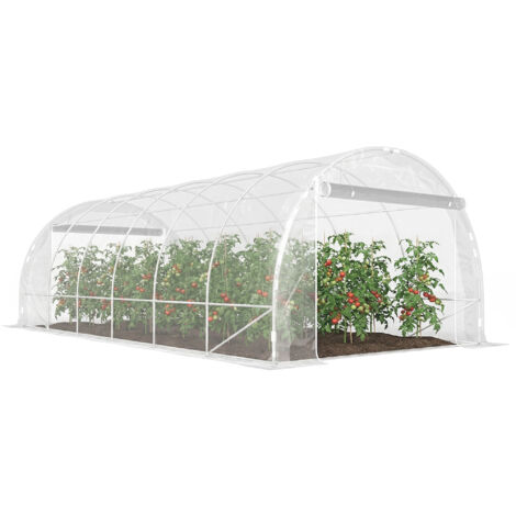 Serre tunnel 6x3x2 m 2 portes roulantes structure acier galvanisé couverture pe anti-uv transparente (1/5)