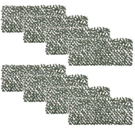 8 pièces rouleau haie balcon factice haie artificielle extensible feuilles fausses vertes 200x100 cm (1/5)