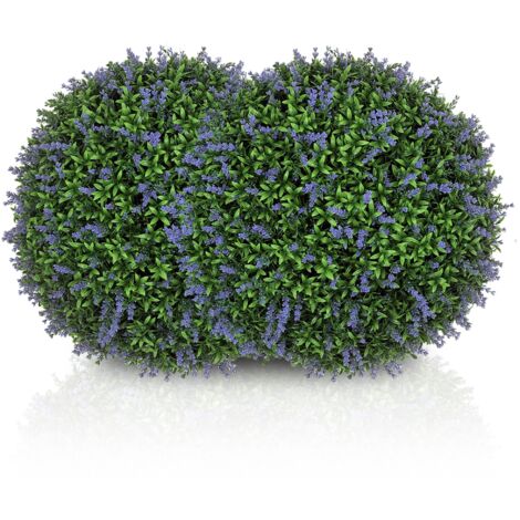 Ensemble 2 plantes synthétiques forme phérie fleurs lavande anti-UV maison jardin, Ø42 cm, vert violet (1/5)
