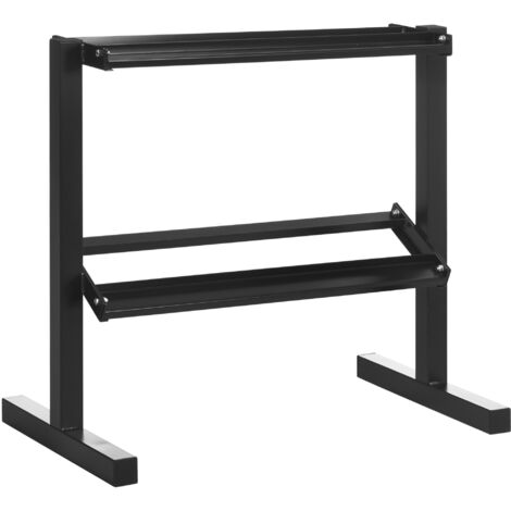 Support Haltères Court 5 Niveaux En Acier – Charge Max 100 Kg, Gain De Place, Coques Caoutchouc, Noir/blanc