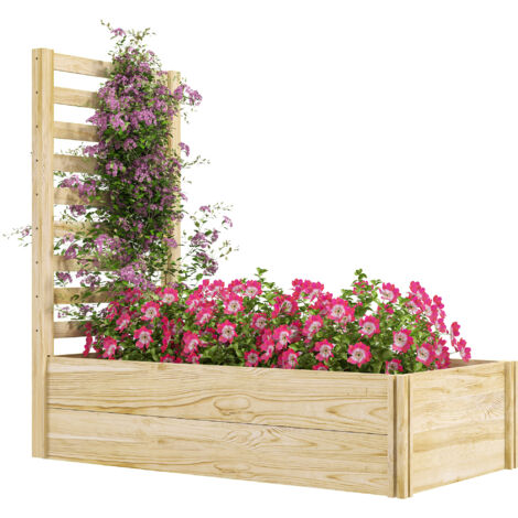 Jardin surélevé extérieur grille fond ouvert séparateur jardinière treillis plantes grimpantes sapin balcon 115 x 60 x 110 cm bois (1/5)
