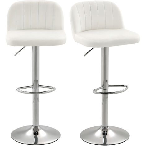 Lot 2 tabourets bar tabourets cuisine haute selle pivotante hauteur réglable, 43x45x81-101 cm, crème (1/5)
