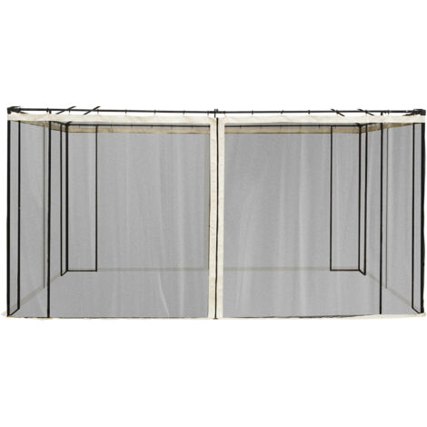 Lot 4 panneaux latéraux 3,5x2 m moustiquaire kiosque fermetures éclair anneaux, noir (1/5)