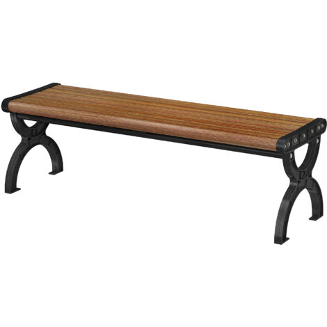Banc extérieur 2 places métal, 124x39x39 cm, bois/noir (1/5)