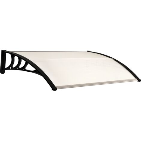 Auvent extérieur porte fenêtre 75x100 cm protection soleil pluie support alu, transparent (1/5)