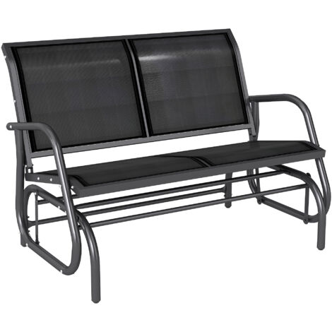 Établi bascule jardin 2 places métal tissu maille respirante 120x70x85 cm noir (1/5)