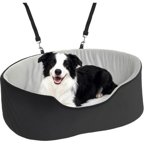 Siège auto chiens petits/moyens jusqu’à 15 kg housse amovible lavable base antidérapante, noir (1/5)